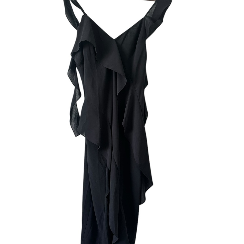 Amanda Uprichard Revolve “Cantara”‎ Midi Black Elegant Black Ruffle Dress Small - Picture 5 of 12